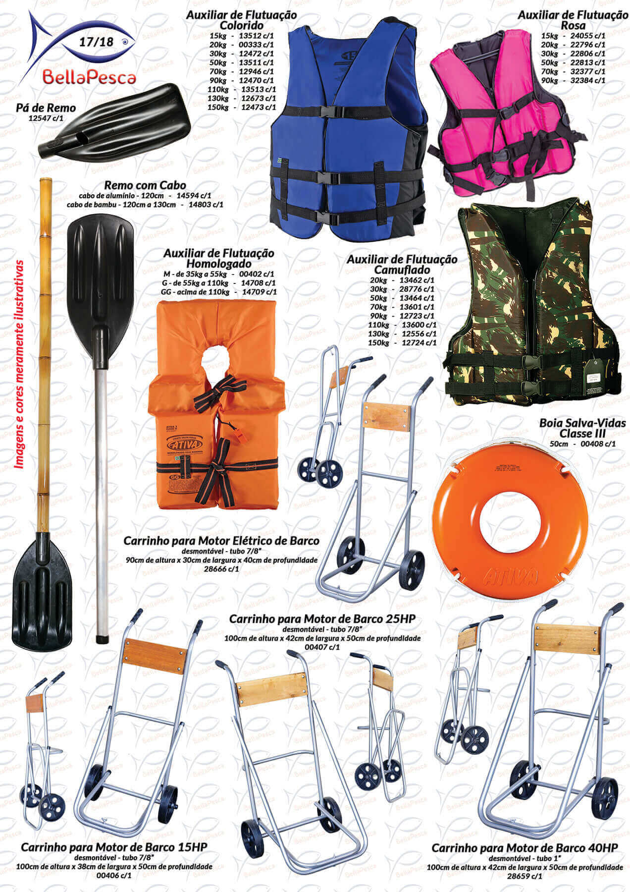 Página 17 do Catálogo BellaPesca 2025/2026 | Auxiliares de flutuação e carrinhos